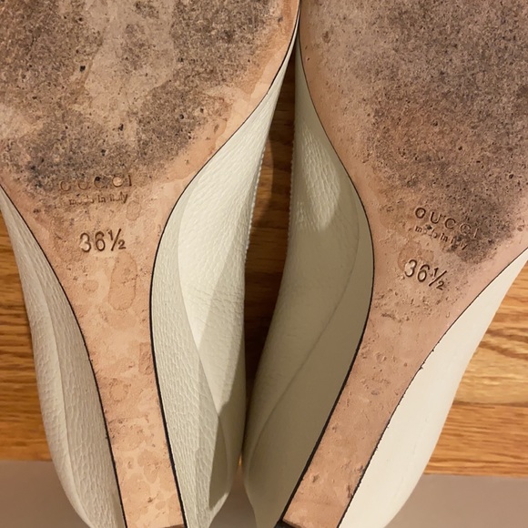 Gucci White Leather Open Toe Wedges GG Logo 6.5 - Picture 11 of 12